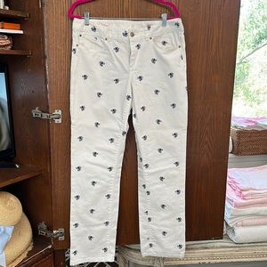 Lilly Pulitzer White Denim With Blue Octopus Embroidery, 14